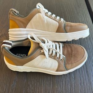 Fendi Men's Sneakers – Leather & Canvas – Size 7 (Women’s 8.5) 👟